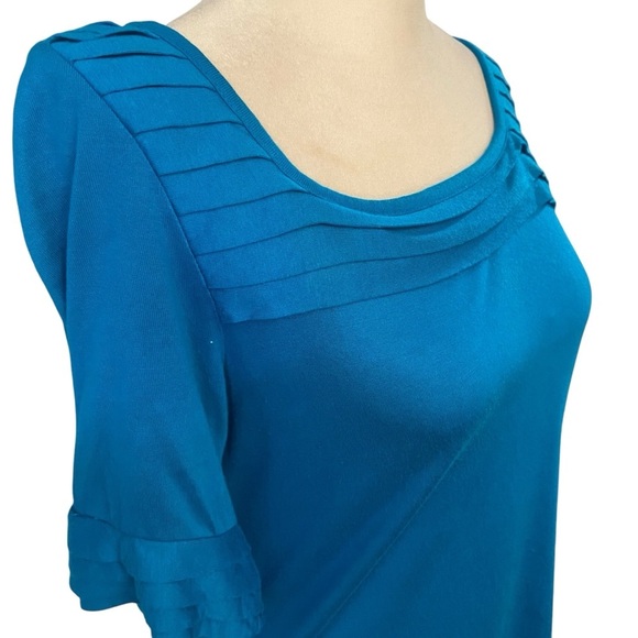 Banana Republic Knit Shift Dress Size S Teal Short Sleeves Stretch Comfy Casual - Picture 2 of 9